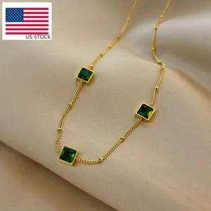 Authentic The Emerald Gaze Radiant 18K Gold Plated Chain