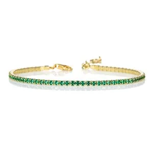 Authentic The Verdant Path: Ethereal Gold-Plated Tennis Bracelet