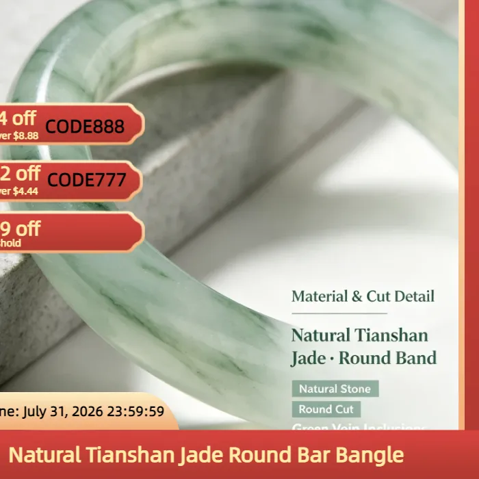 Authentic Natural Tianshan Jade Round Bar Bracelet Green White Stone Bracelet for Women Healing Crystal Jewelry Bracelets and Bangles