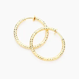 Authentic Clip on Hoop Earrings Women 1" Gold Plated Hard to Find Hypo Allergenic