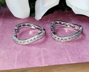 Authentic Celestial Halo Clip-On Hoops - 14k White Gold Plated Starlight Diamond Amulets