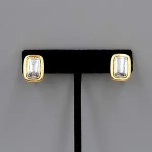 Authentic Vintage Silver Plated Center Clip on Earrings Gold Plated Studs 5/8"