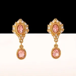 Authentic Swarovski Gold Plated Clip On Earrings