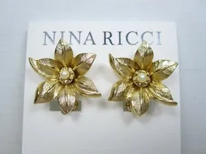 Authentic Radiant Pearls of Nina Ricci - Celestial Gilded Clip-On Talismans