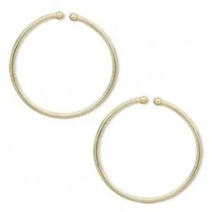 Authentic Clip On Hoop Earrings 14K Gold Plated Sleek Pierced Look 25mm 1" Diameter Dangle