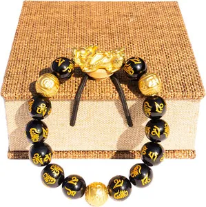 Authentic The Gilded Guardian: Obsidian and 24k Gold Pixiu Wealth Talisman