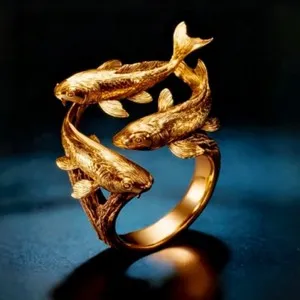 Authentic The Celestial Trio Koi Prosperity Ring - Feng Shui Wealth Activation Amulet