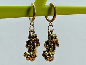 Authentic Celestial Guardian Foo Dog Huggie Hoops