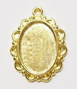 Authentic 12 of 18x13mm Victorian Shiny Gold Plated Closed Loops Pendant Settings 27x21mm
