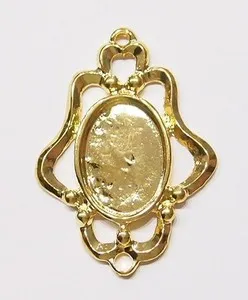 Authentic 6 of 24.5x17.5mm Shiny Gold Plated Beveled XL Hoops Pendant Settings 54x40mm