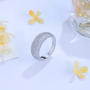 Authentic Adjustable Yellow Gold Plated Cubic Zirconia Pave Settings Round Engagement Ring