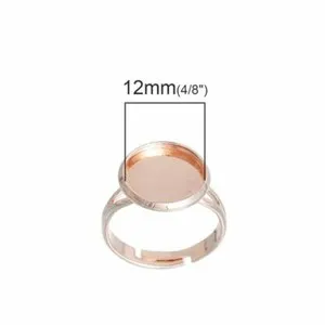 Authentic 5 pcs. Rose Gold Plated ADJUSTABLE Cabochon Setting Bezel RING bases settings