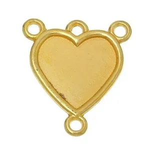 Authentic 30pc Heart Connector Gold Plated Cabochon Settings Resin (Fits 16mmx14mm)