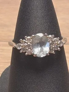 Authentic Topaz Cocktail Ring Size 8 Gold Plated Open Back Settings Vintage