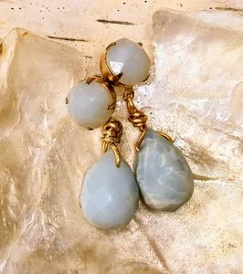 Authentic Celestial Amazonite Gold-Plated Talisman Earrings