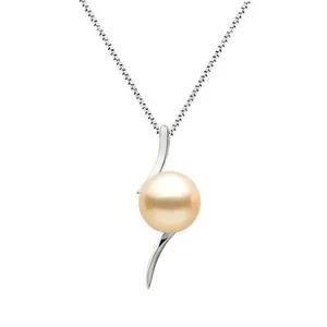 Authentic Freshwater Pearl Pendant AAAA Graded Champagne Pearl Necklace Silver Settings