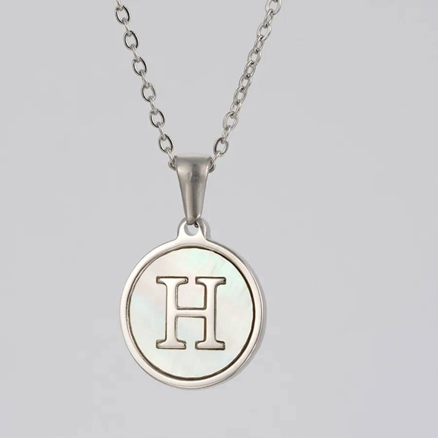 Authentic Color A-Z Initial Letter Necklace Nature Shell Inlay for Girl Femme Valentine's Day