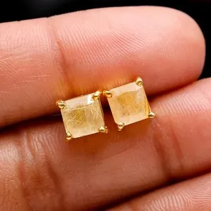 Authentic Golden Radiance Rutile Octagon Talisman Studs