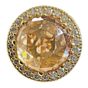 Authentic Pandora's Golden Glow: 18k Gold-Plated Silver Amulet with Radiant Stones