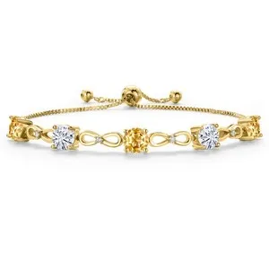 Authentic Golden Citrine & White Moissanite Tennis Bracelet: Harmony of Radiant Energies