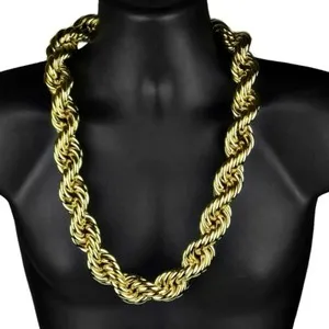Authentic Mens 14k Gold Plated Huge Rope Hip Hop Chain 30MM x 30" Hollow Dookie Necklace