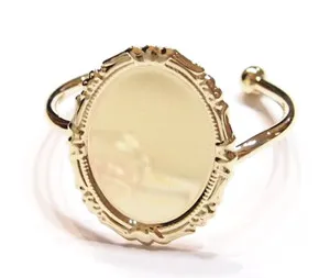 Authentic 40x30mm Shiny Gold Plated Victorian Art Deco Cuff Bracelet Setting 4 Cabochons