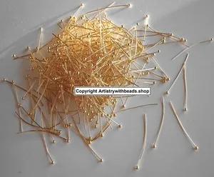 Authentic 300 Gold plated ball head pins create dangle earrings charms links 30mm FPS053C