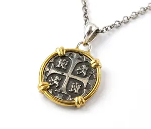Authentic The Sunken Galleon Relic: 18K Gold-Plated Spanish Atocha Coin Pendant