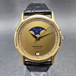 Authentic The Celestial Orbit: Raymond Weil Gold-Plated Moon Phase Timepiece