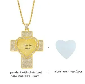 Authentic 14K Yellow Gold Plated CZ's 25MM & 30MM Memory Photo Rope Necklace