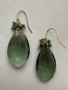 Authentic Verdant Echoes: Gold-Plated Quartz and Emerald Talismanic Earrings