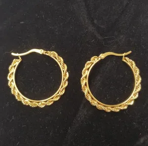 Authentic Whispers Of The Woven Moon Gold- Plated Rope Hoop Earrings