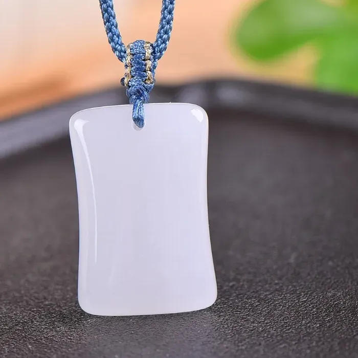 Authentic Natural Golden Jade White Pendant Peace And Prosperity Symbol Necklace And Jewelry Free Lanyard Free Shipping