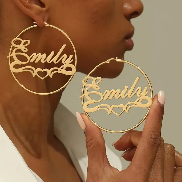 Authentic Acheerup Custom Name Hoop Earrings for Women Girls Personalized Letter Heart Earrings Jewelry Birthday 2025