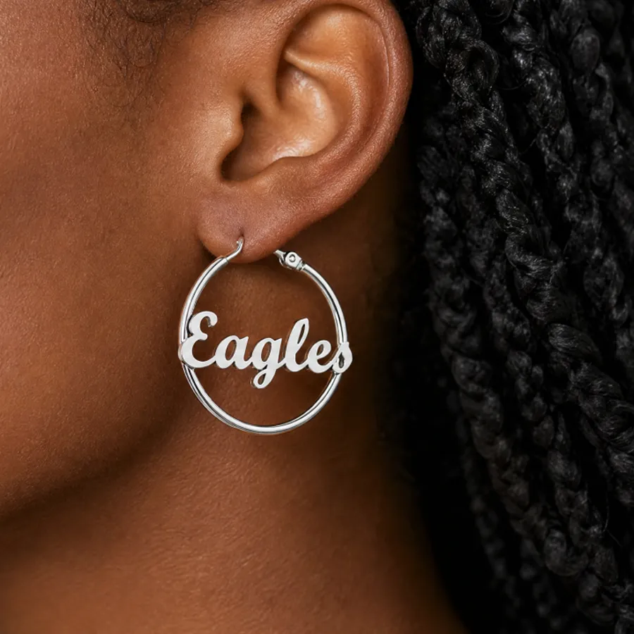 Authentic Custom Name Hoop Earrings Bold Earrings Hoop Jewelry Earing Birthday For Girlfriend Mom