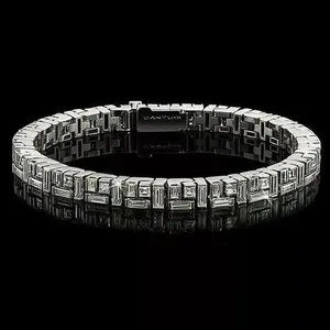 Authentic 8TCW Baguette Cut Lab-Created Diamond Tennis Bracelet 14k White Gold Plated