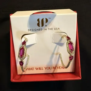 Authentic Maryelle Radiant Dawn Ruby Hoop Talismans in Polished Gold