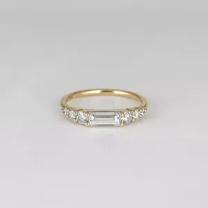 Authentic 1CT Baguette Cut Lab Created Moissanite Wedding Band Ring 14K Yellow Gold Plated