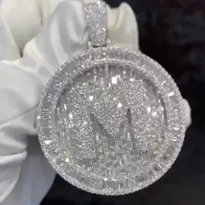 Authentic 3.00Ct Baguette Cut Lab Created Diamond Customize Pendant 14K White Gold Plated
