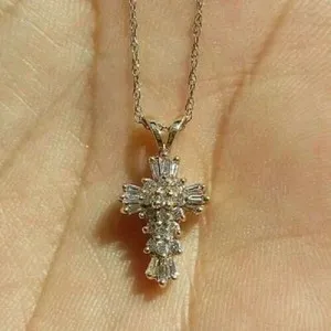 Authentic Radiant Lumina Moissanite Cross: A Celestial Conduit of Gold
