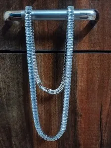 Authentic Baguette Cut Tennis Necklace White Gold Plated Iced Out CZ Chain