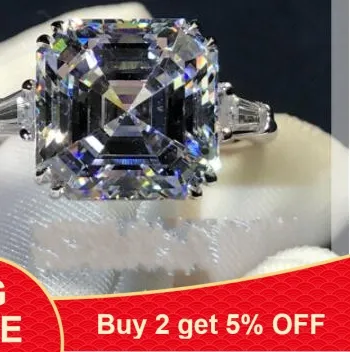 Authentic solid 925 sterling silver asscher Cut trapezoid baguette cut Rings for women engagement Luxury rings jewelry personalized
