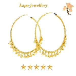 Authentic Stunning 22k Yellow Gold Plated Large Hoop Earrings.45mm Indian KAPA Style
