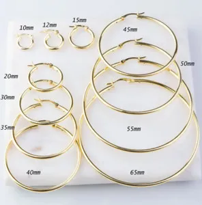 Authentic 2mm Heavy Thick Tube Gold Plated Over Sterling Silver Hoop Earrings
