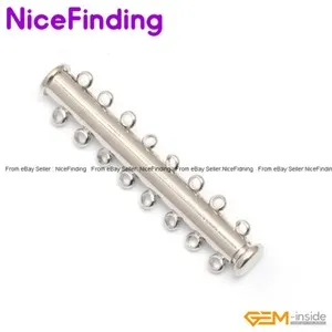 Authentic 10x45mm Tube Silver White Gold Plated Jewelry Making Clasp 8 Strings GP0200 DIY