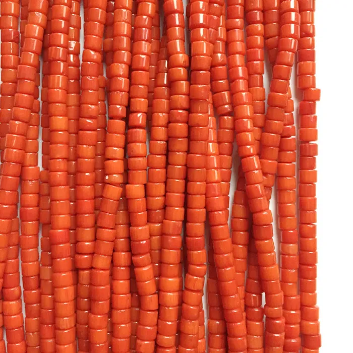 Authentic Rare 3*4/5MM Heishi Genuine Orange Red Coral Gemstone Healing Power Natural Stone Bead For Jewelry Necklace Bracelet Making DIY