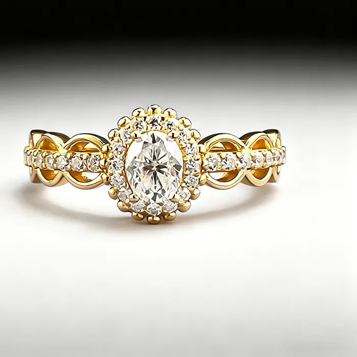 Authentic Celestial Clarity Moissanite Ring - 24K Gold Vessel of Eternal Vows
