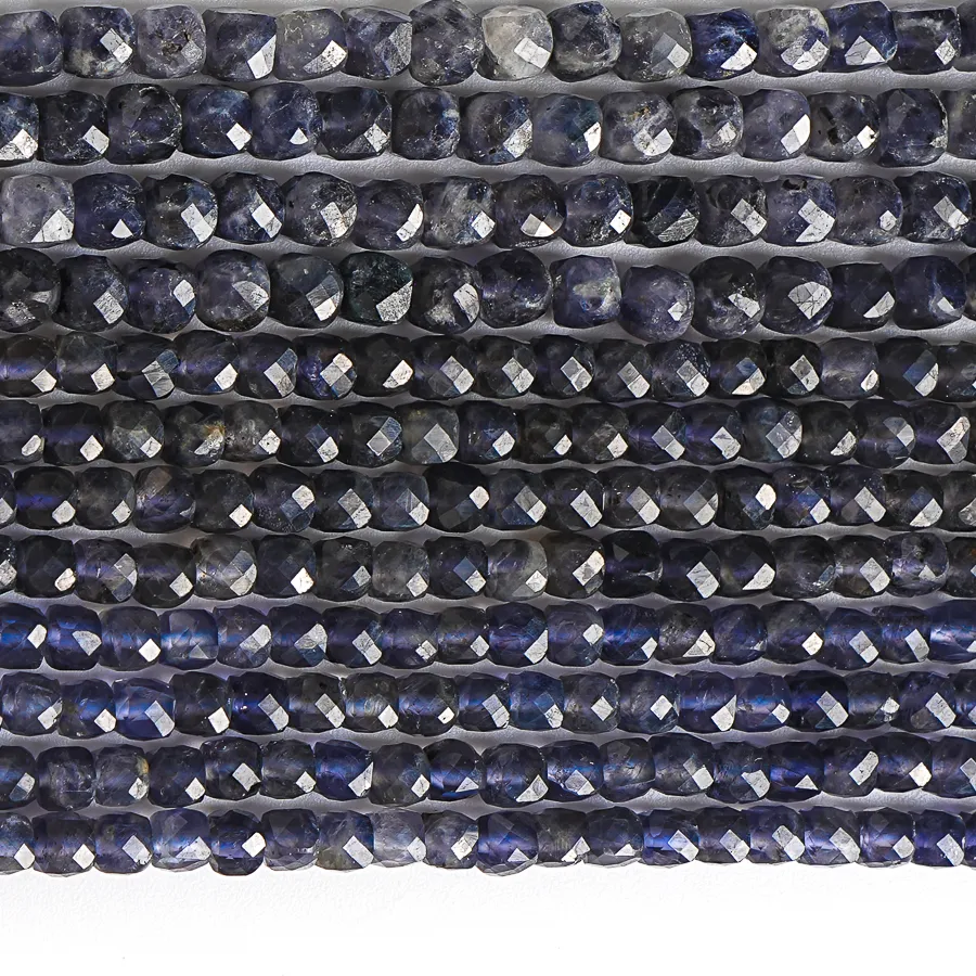 Authentic 4-5MM Natural Lolites Stone Beads Faceted Loose Beads Strand For Jwelery Making DIY Bracelet Necklace 15'' Dark Color