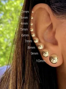 Authentic Radiant Spheres of Golden Light Ball Stud Earrings