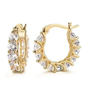 Authentic Radiant Prism Huggie Hoops in 14K Gold